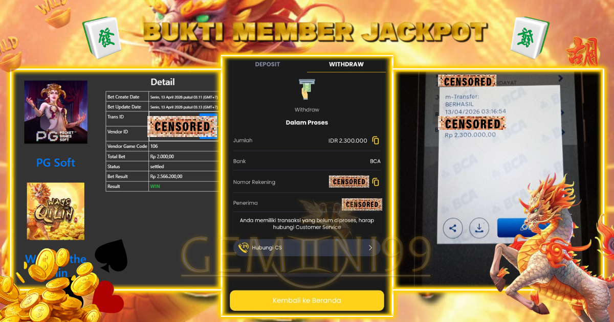 GEMINI99 BUKTI WITHDRAW (WAYS QILIN) DIBAYAR LUNAS